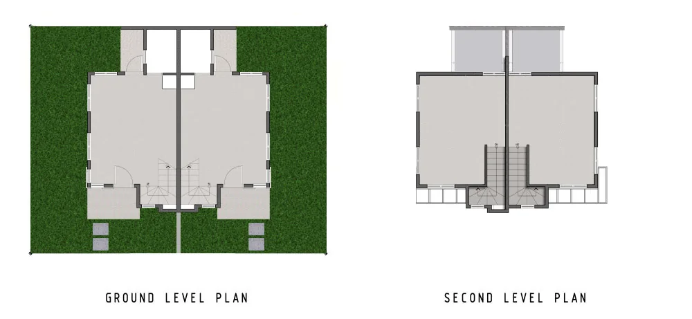 Official suggested ground and second-level plans for Amaia Twin Homes